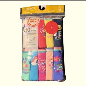 Wonder Nation 10 pack Girls Briefs size 6